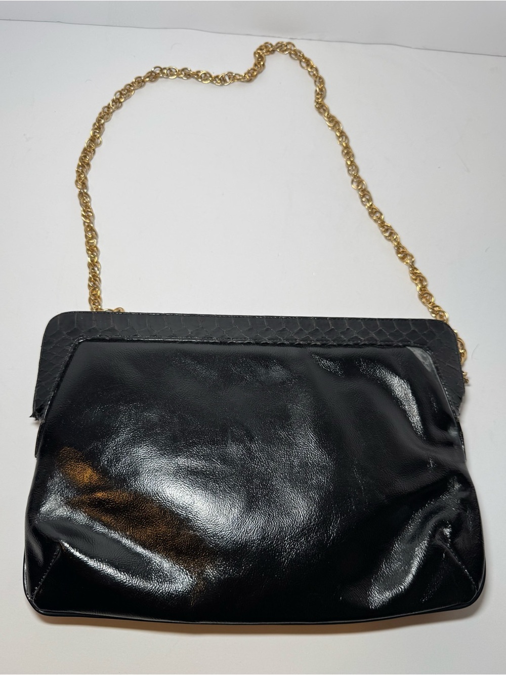 vintage Morle black patent shoulder bag